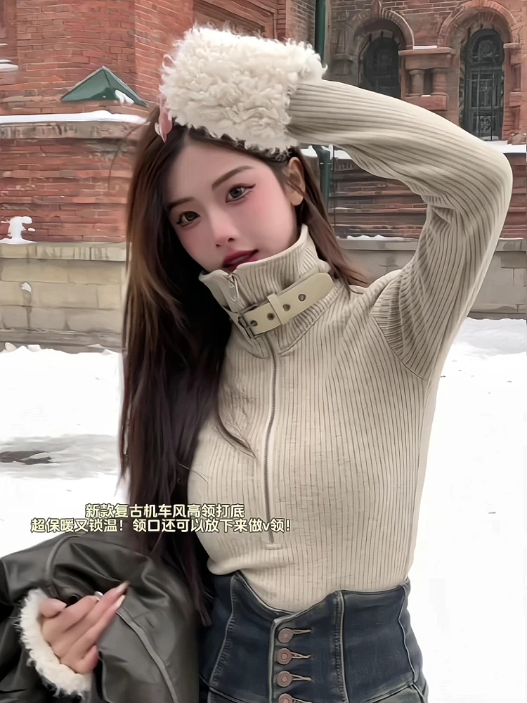 

Sweaters Jumpers Pullovers Womens Clothing Female Autumn Ribbed Edge BF Y2K Work Professional Classic Formal Elegant Textured OL