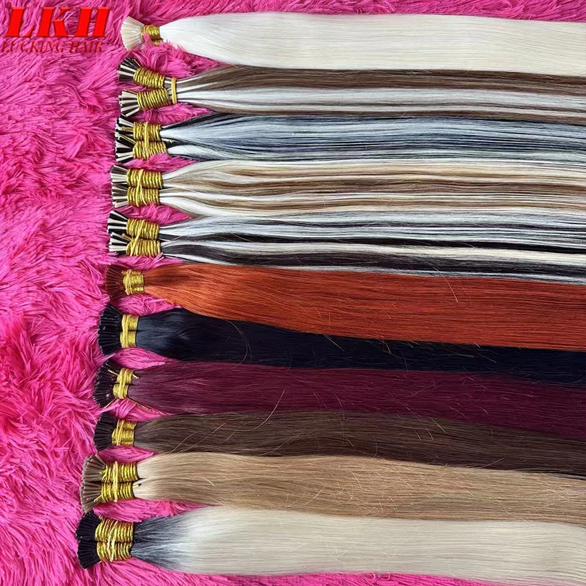 Straight I Tip Hair Extensions Natural Real Human Fusion Hair Extensions 50pcs/ Set Keratin Capsule Brown Blonde Color 12-26inch
