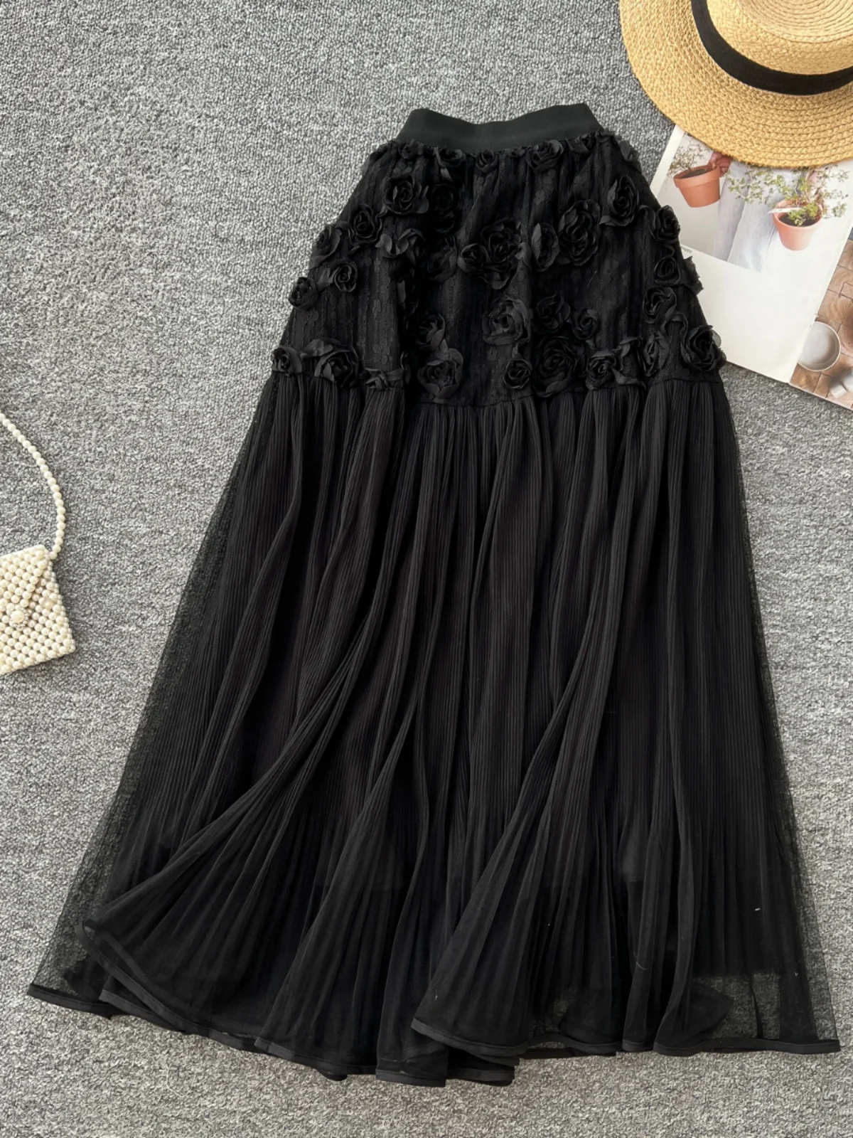 Ele High Waist Me f Skirt with 3D Flower Design for Women Spring Faion 2025 A-Line Silhouette Commute Sle