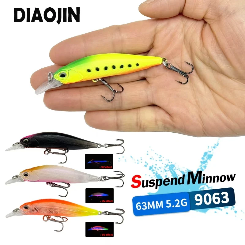 

63mm 5.2g Suspending Minnow Fishing Lures Rozante 63SP Jerkbait Trout Bass Artificial Baits UV Paint Culter Alburnus Equipment
