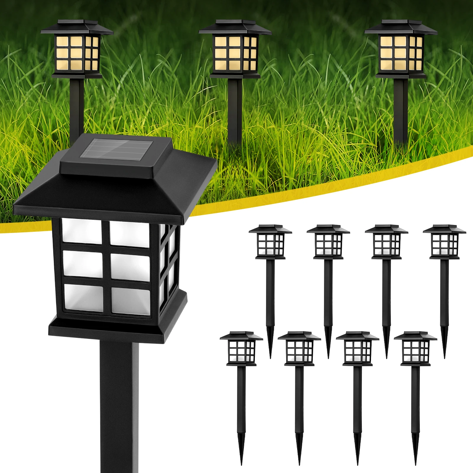 

Solar LED Pathway Lights IP65 Waterproof - Outdoor Garden/Lawn/Patio Lighting, Auto On/Off Landscape Lights for Walkway/Driveway