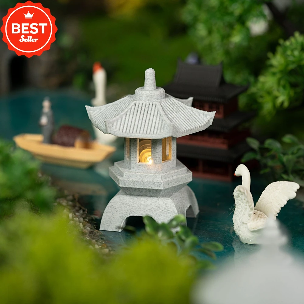 

Outdoor Solar Lights Garden Decoration Outdoor Retro Pagoda Sculpture Courtyard Balcony Porch Ornament Handcrafted Art Statue