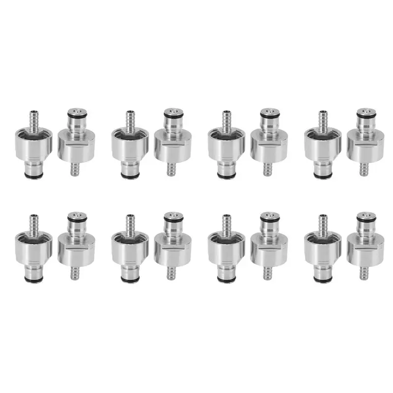 

A74E-16Pcs 304 Stainless Steel Carbonation Cap 5/16 Inch Barb, Ball Lock Type, Fit Soft Drink PET Bottles, Homebrew Kegging