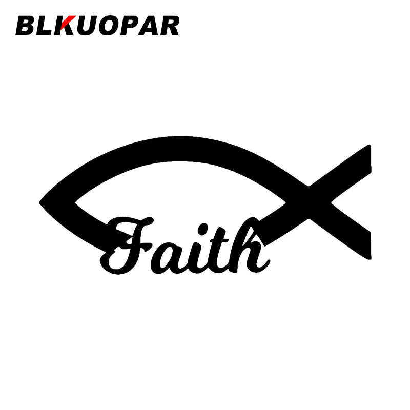 

BLKUOPAR Christian Fish Faith Car Stickers Creative Decals Sunscreen Personality Waterproof RV Refrigerator Laptop Car Goods
