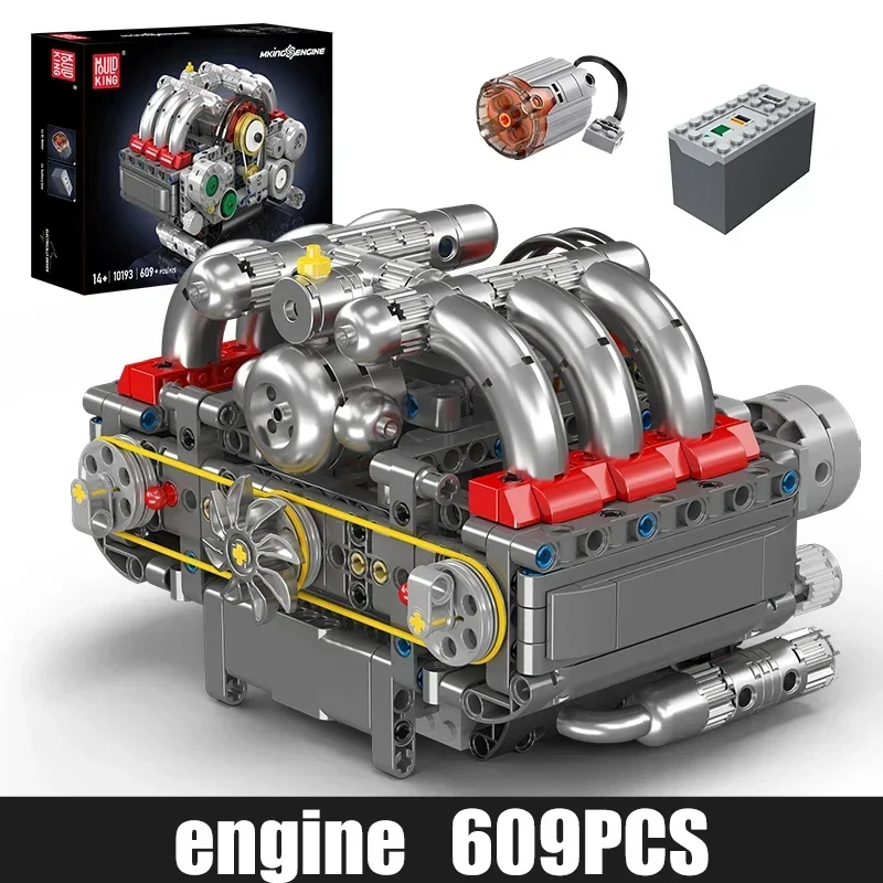 Molde rei 10193 609 pçs técnico motor boxer modelo blocos de construção moc horizontal oposto conjunto motor crianças brinquedo presente