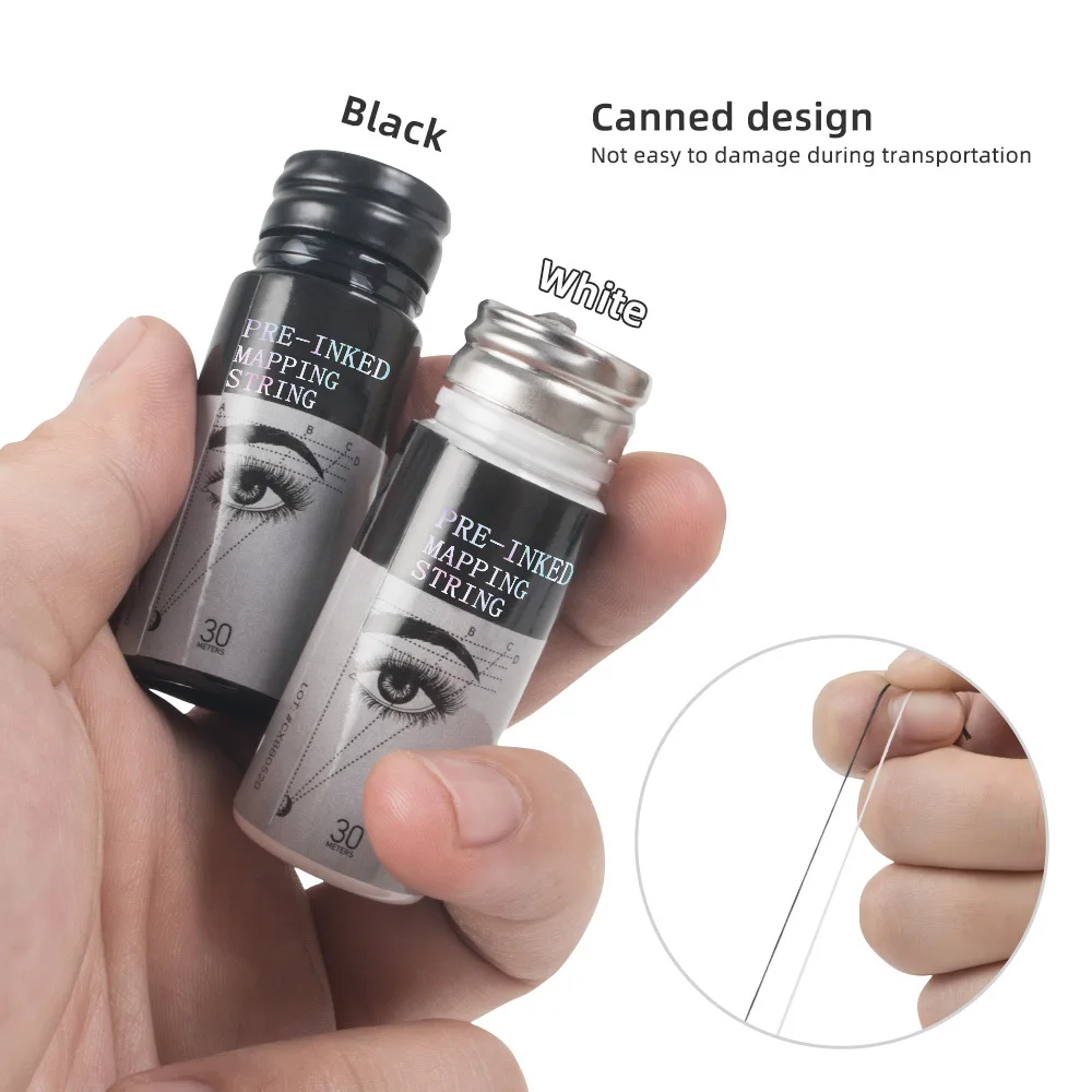 1pcs 30m Black/White Microblading Mapping String Pre-Inked Eyebrow Marker Thread Tattoo Brows Pre Inked PMU Mapping String