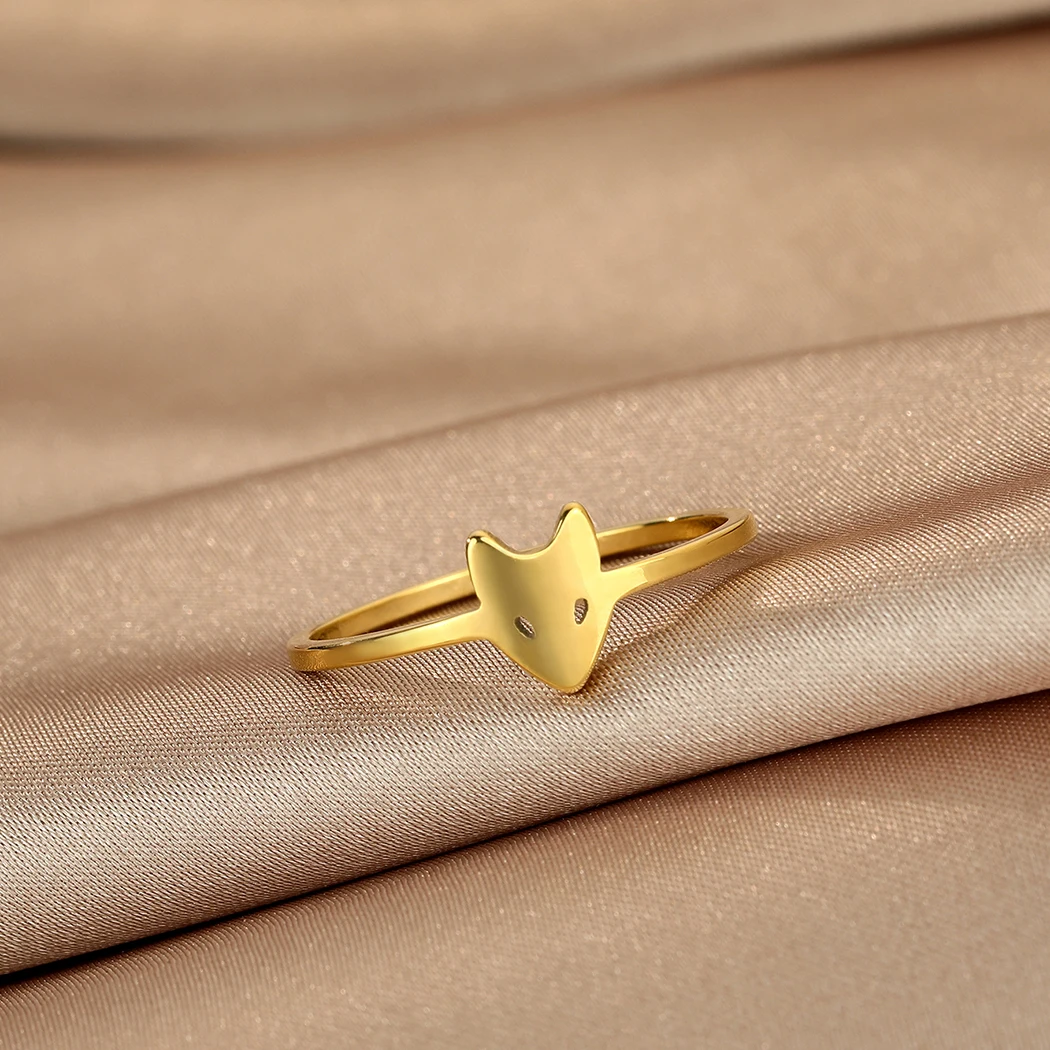 Kinitial Midi Fox Face Stainless Steel Rings Women Punk Animal Pet Lover Cute Design Knuckle Ring Girls Gift image 3