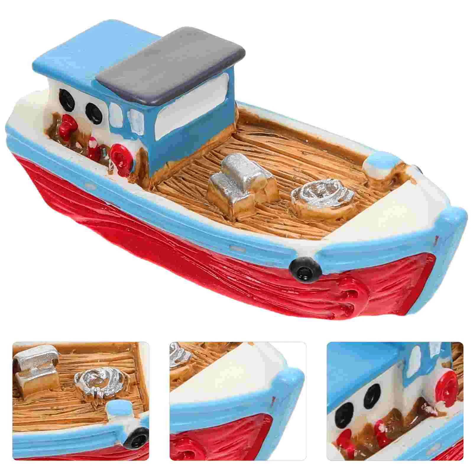 Desktop Boat Statue Fishing Ornaments Decor Mini Christmas Miniature Decorations