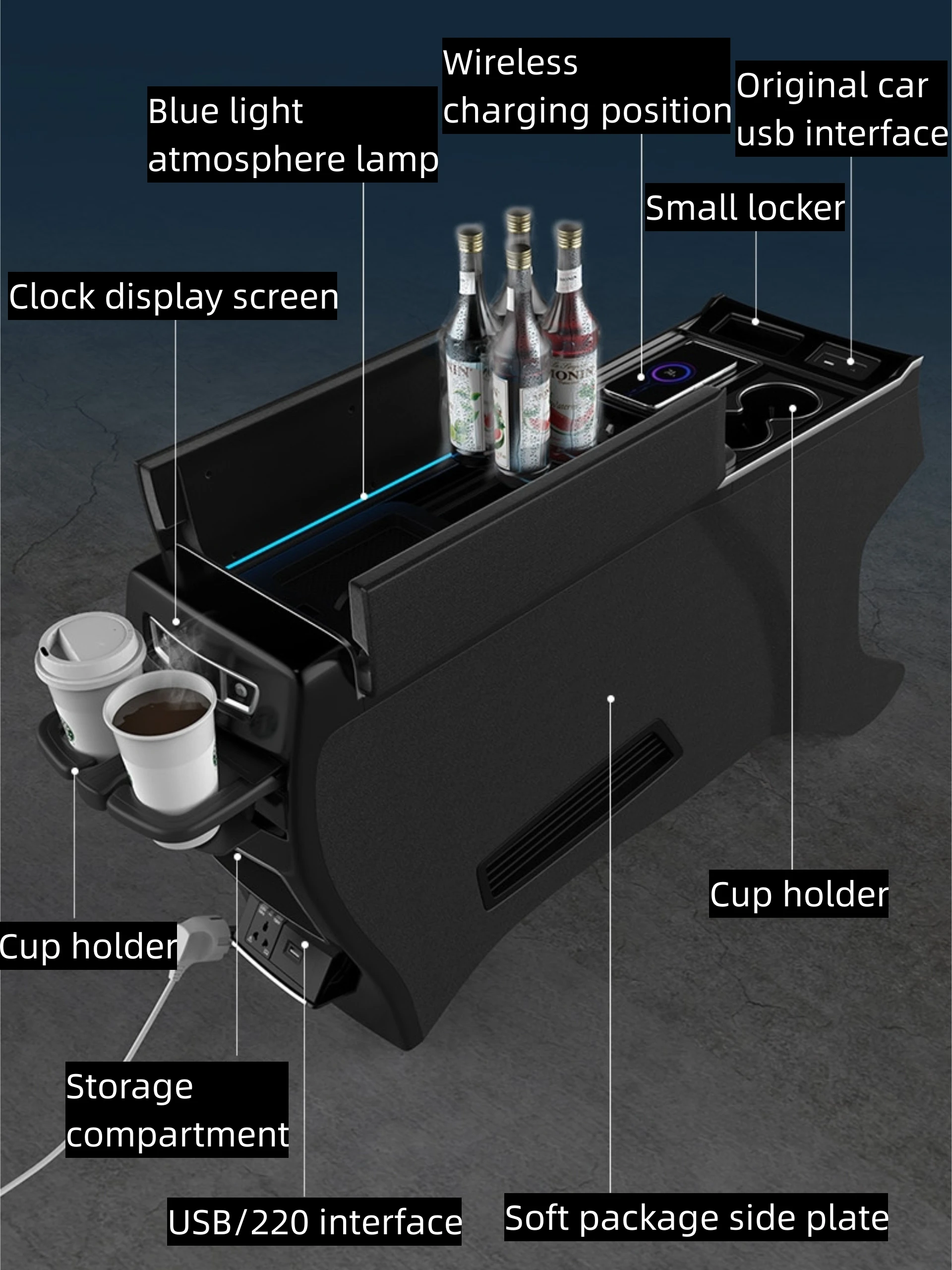 Central Armrest Refrigerator for Honda Elysion Odyssey Cup Holder Control Panel Cigarette Lighter Multifunctional Storage Box