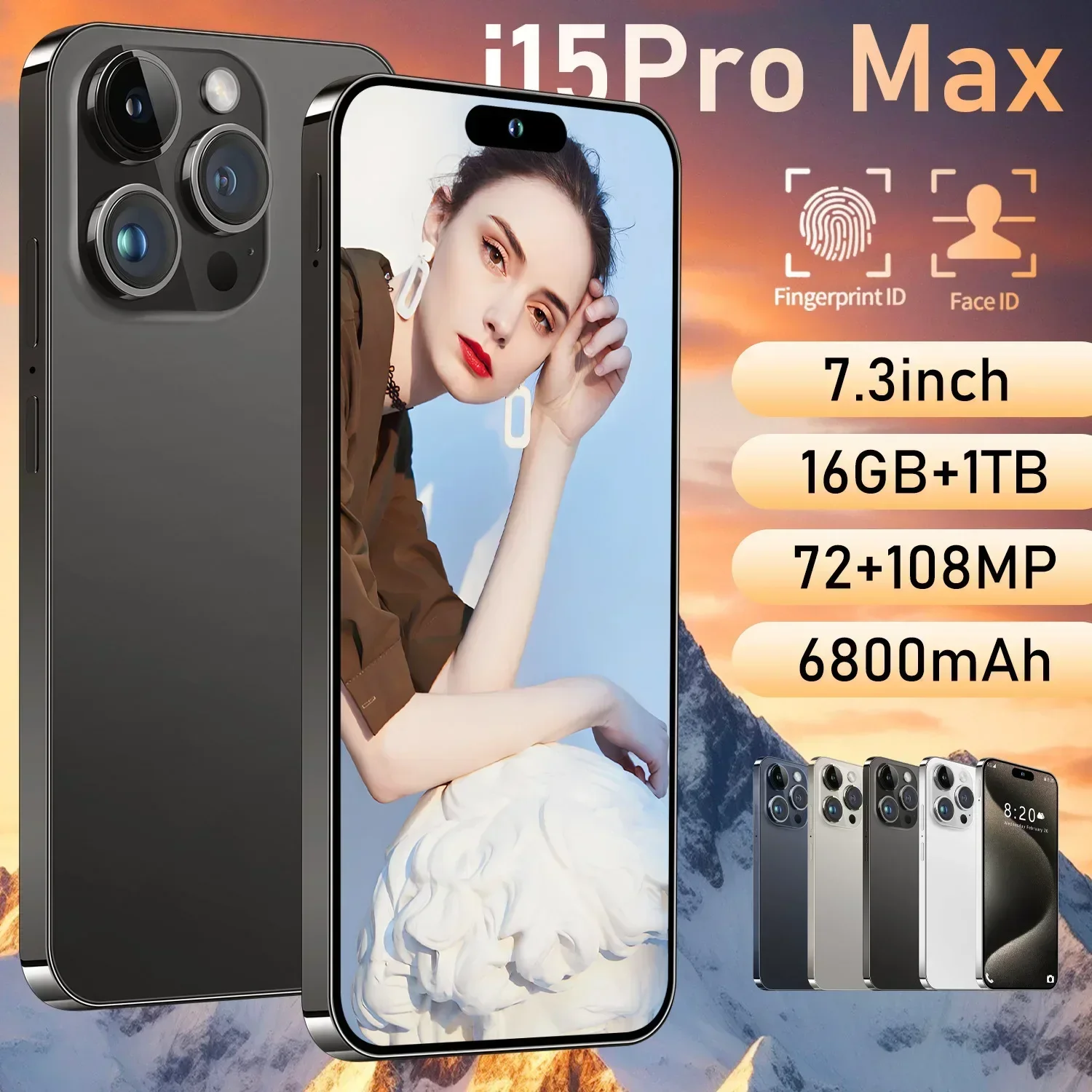 Hot Selling New Mobile Phone  I15 Pro Max Large Screen HD Android Smartphone Cheap Portable Phone S22 Ultra Celulares