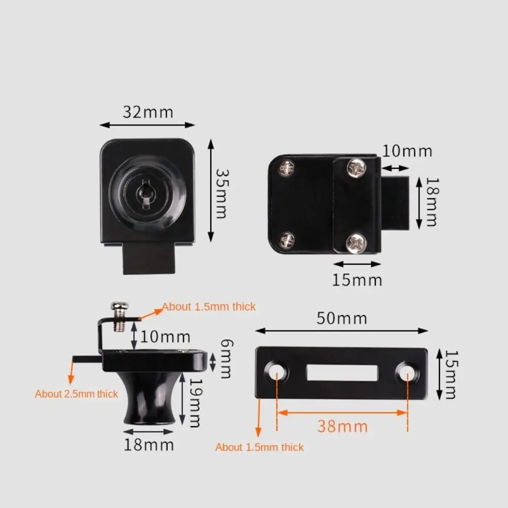 Nueva cerradura de puerta de vidrio de aleación de Zinc, cerradura de exhibición de gabinete de seguridad de puerta individual/doble, cerradura sin perforaciones, puerta de vidrio