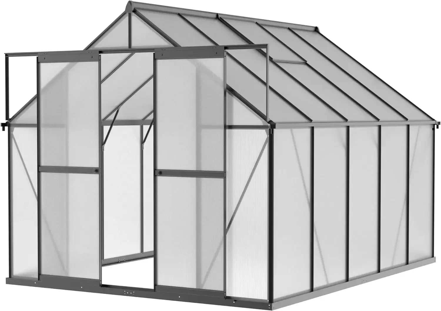 

8x10 FT Polycarbonate Greenhouse, 6FT Added Wall Height, 2 Vent Windows Aluminum for Outdoors Heavy Duty, Walk-in Backyard