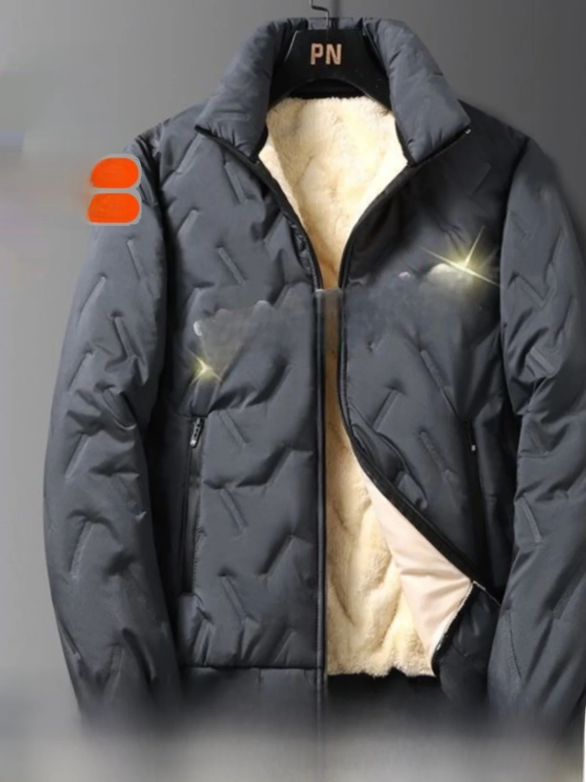 

Loose Fit Men's Jaet Large Size Casual Stand Collar Spring Autumn Faion Urban Sle Polyester Filling Thiened ort Coat