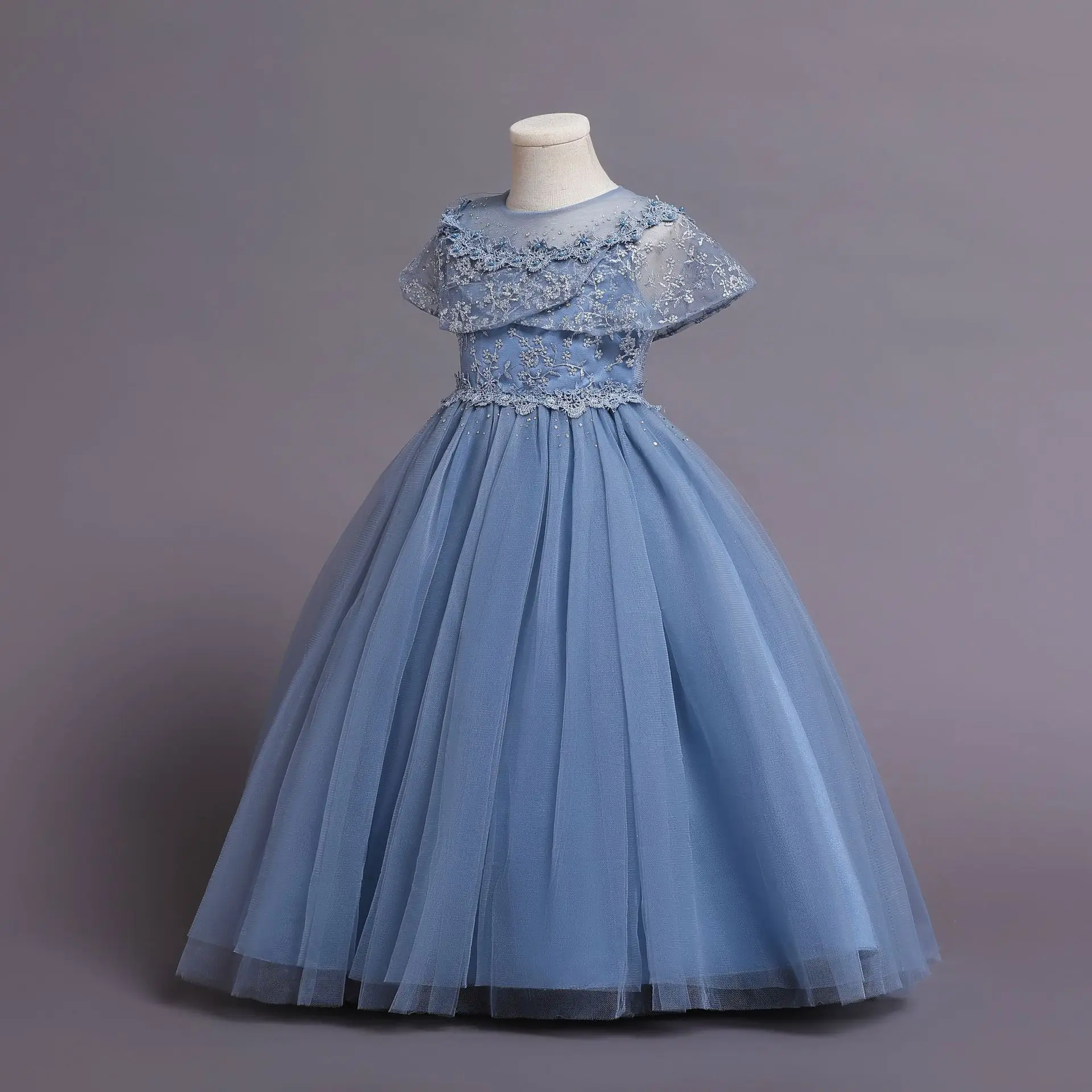 2025 Children's Dress Puffy Girl Princess Dress Party Night Long Embroidered Evening Clothes Holiday Prom Girls Dress For Eid