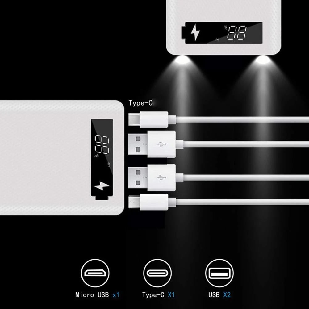 18650 bateria Power Bank Case wyświetlacz LCD obsługa wyświetlacza LCD 20000 MAh dla baterii 8X18650 DIY obudowa Powerbank (biała)