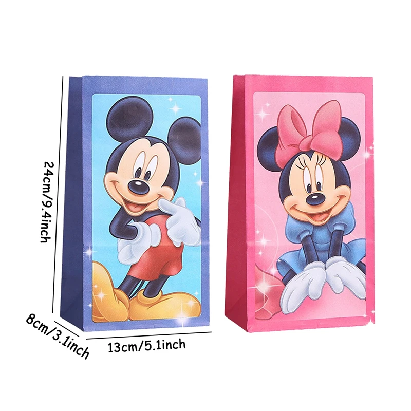 10/20 stks Minnie Mouse Papieren Bonbondoos Gift Bags Popcorn Box Kids Mickey Verjaardagsfeestje Decoratie Gift Bag Baby shower Benodigdheden