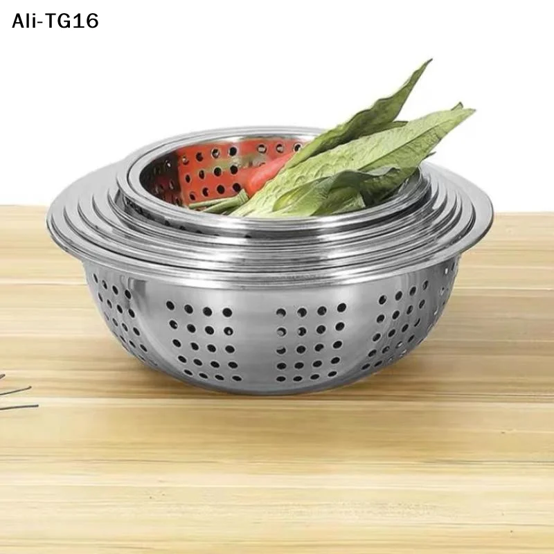 【TG16】1Pc 2026 New Stainless Steel Drain Basin Strainer Colander Big Drainer Basin 22/24/26/28/30/34CM Kitchen Tool - Image 6