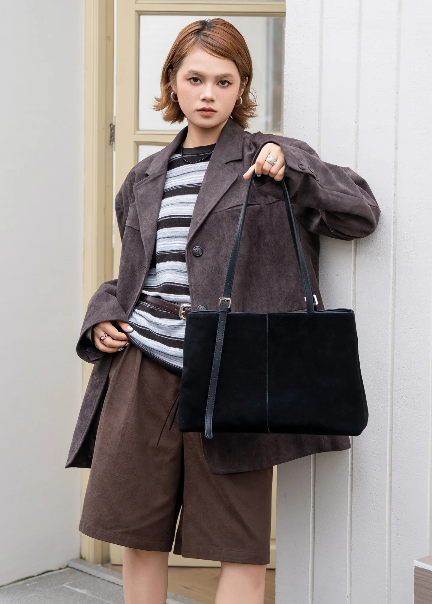 2026 New Patchwork Genuine Leather Shoulder Bag, Large Capacity Minimalist Luxury Underarm Bag, Elegant Handbag for Daily Commut