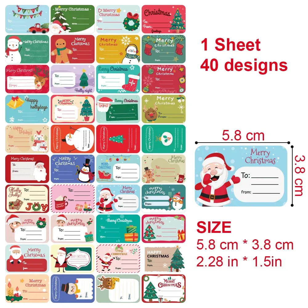 Merry Christmas Gift Stickers ,Name Sticker Present Seal Labels for  Xmas DIY Gifts Decoration Baking Package Envelope