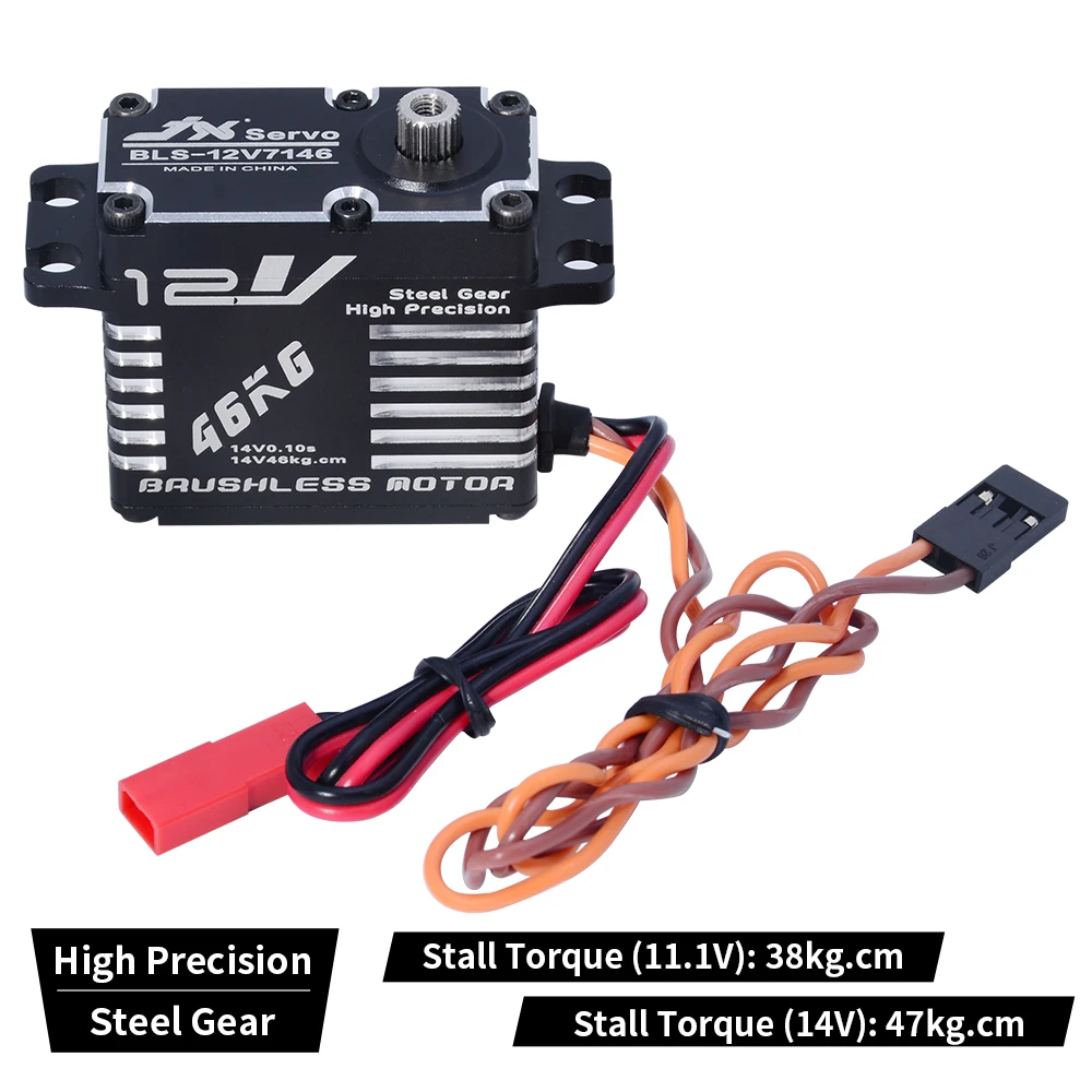 JX BLS-12V7146 46kg High Precision Steel Gear Full CNC Digital Brushless Servo For RC Car Crawler Boat Robot