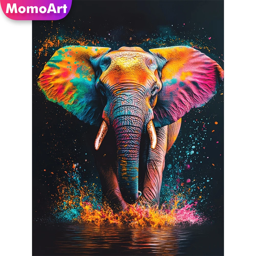 Momoart Elefant Diamant Malerei Tier Bastelset Bild Strass Mosaik DIY Vollquadrat Rund Diamant Stickerei Wandkunst