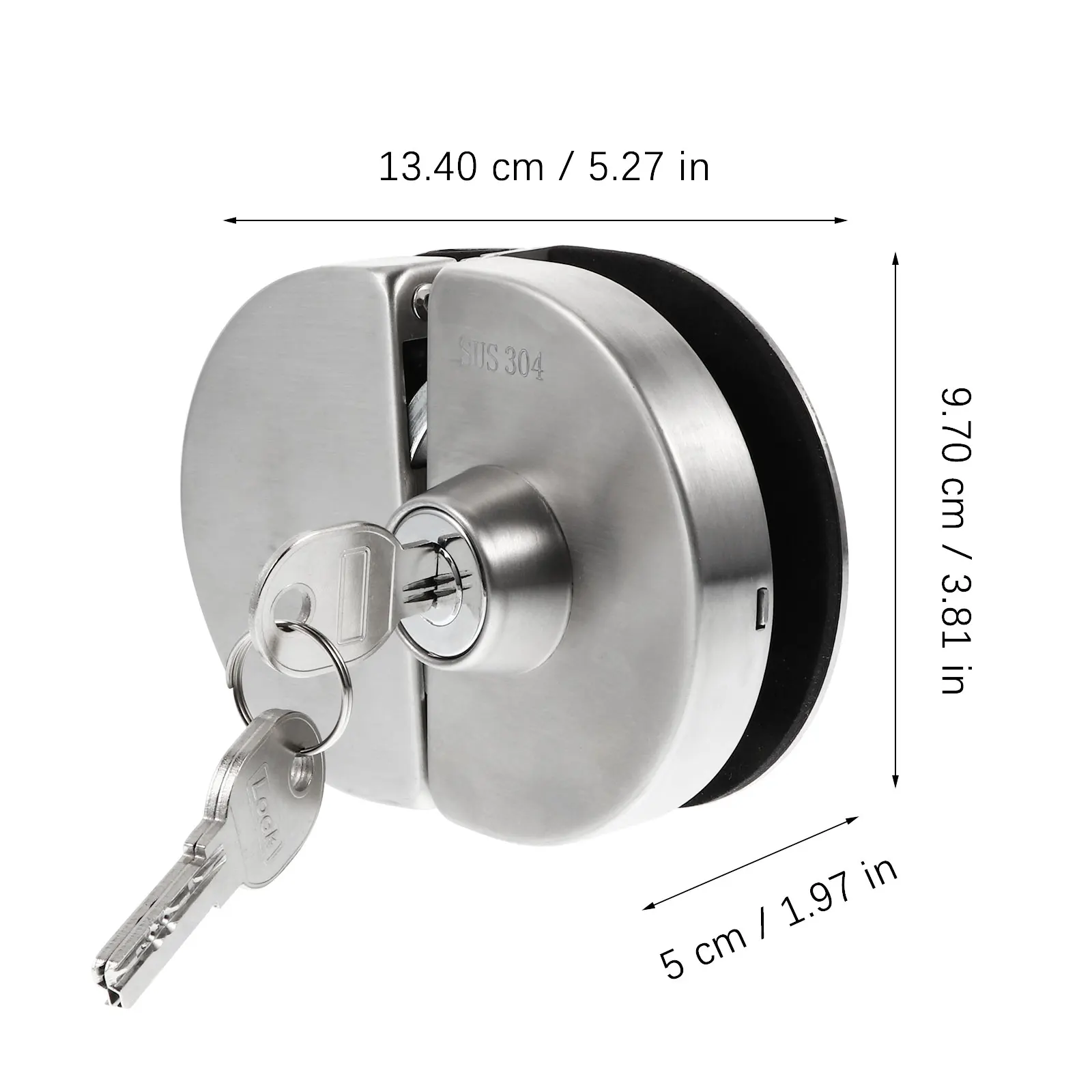 

Double Door Lock Stainless Steel Sliding Actuator Heavy Duty No Drilling Half Round Double Bolt Glass Door Lock Home Security
