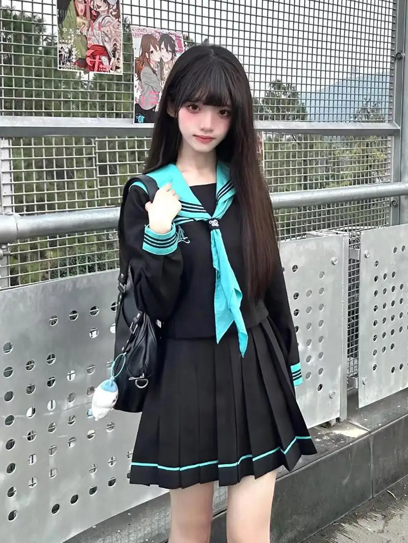 2025 primavera novo original jk uniforme terno japonês menina básico estilo acadêmico doce bonito de manga comprida saia plissada terno de marinheiro
