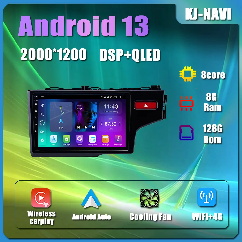 

9'' Android 13 Car Radio For Honda Fit RHD 2014 2015 2016 2017 GPS Navigation Multimedia Player IPS Head Unit Video Autoradio