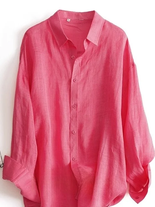 Oule レディース カジュアル リネン ロングスリーブ 日焼け防止 薄手 ゆったり エアコン付き カジュアル ロングスリーブ 春夏 2026