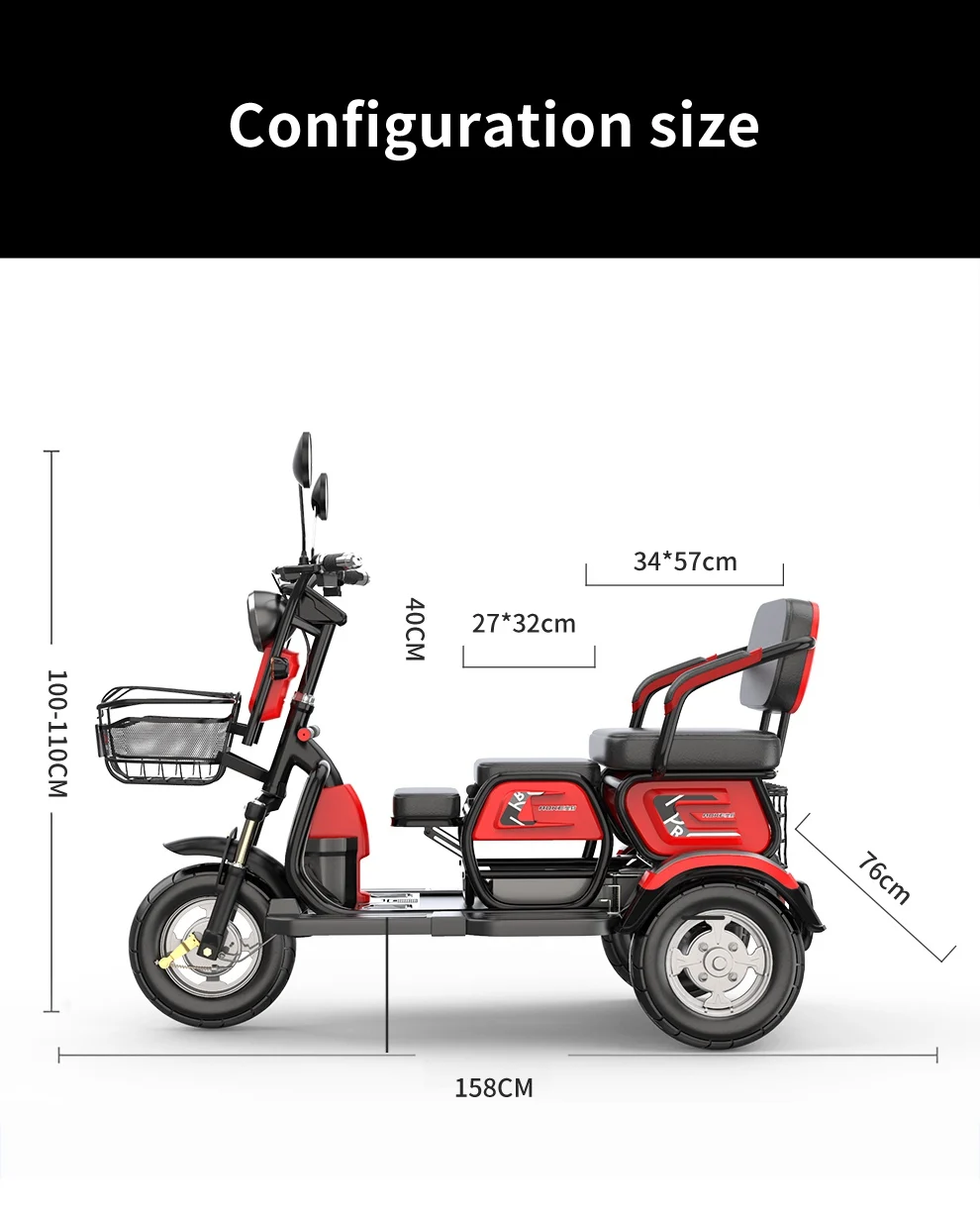 high-quality wholesale Electric tricycle 550W 48v motor 3 wheel trike for adult passenger and cargo carry car