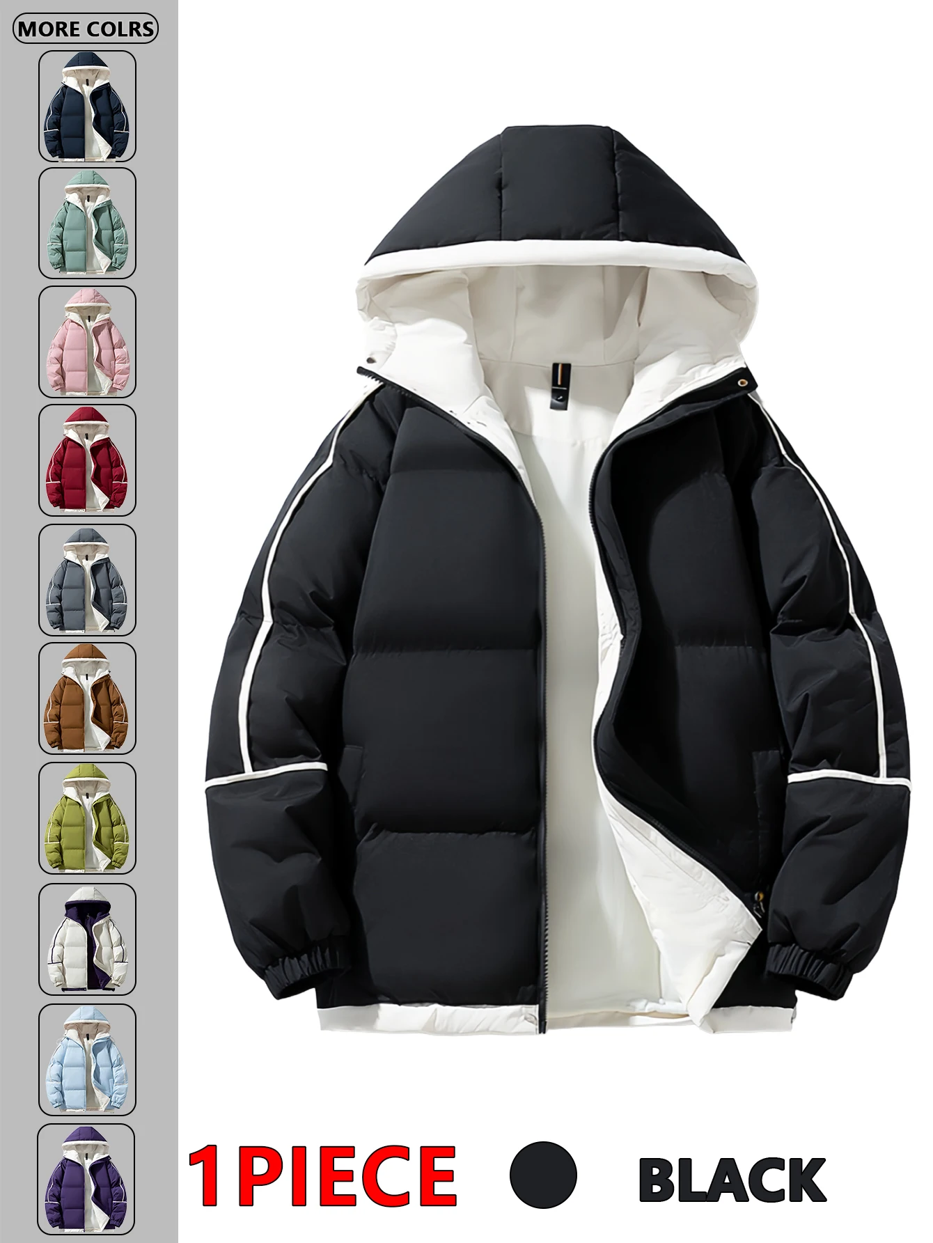 

Autumn and Winter Men's Color-Blocked Hooded Raglan Design Cotton Jacket. Contrast Color Design Makes It Look Energetic and Warm Without Being Bulky. Daily Outing / Versatile Top for Work Clothing