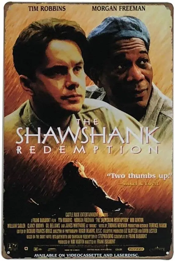Panneau en métal rétro avec affiche du film The Shawshank Redemption, ;
