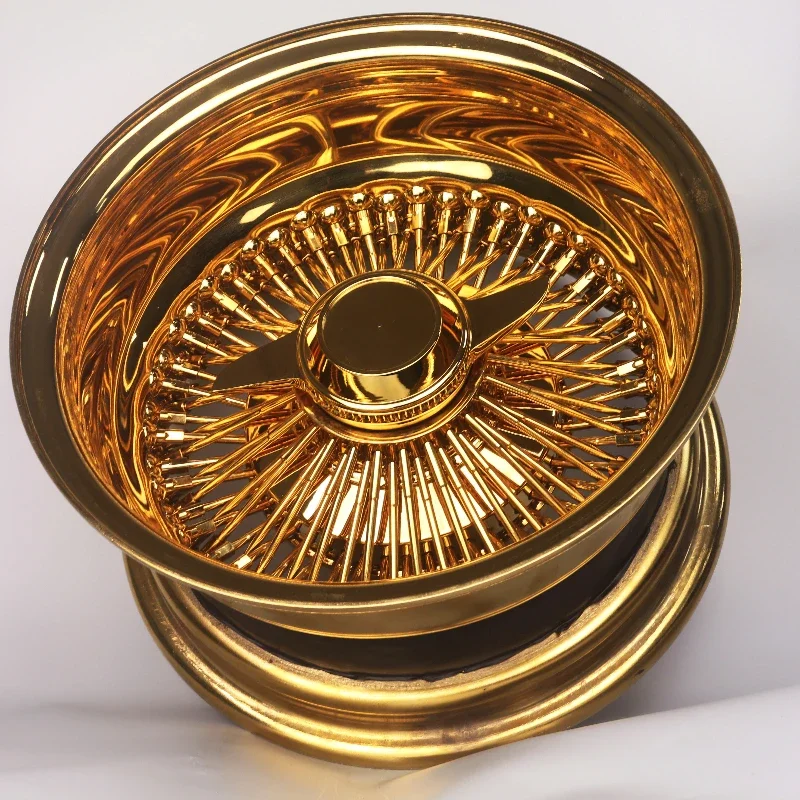 Hot Retro Steel Wire Wheel golden chrome Straight Reverse Deep RIMS 13 14 15 16 17 18 20 22 Inch
