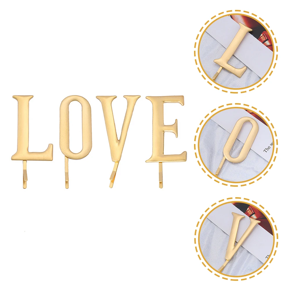 

1 set Stylish Letter Hair Clips Alloy Material Women Fashion Barrettes Accessories Unique Hairstyle