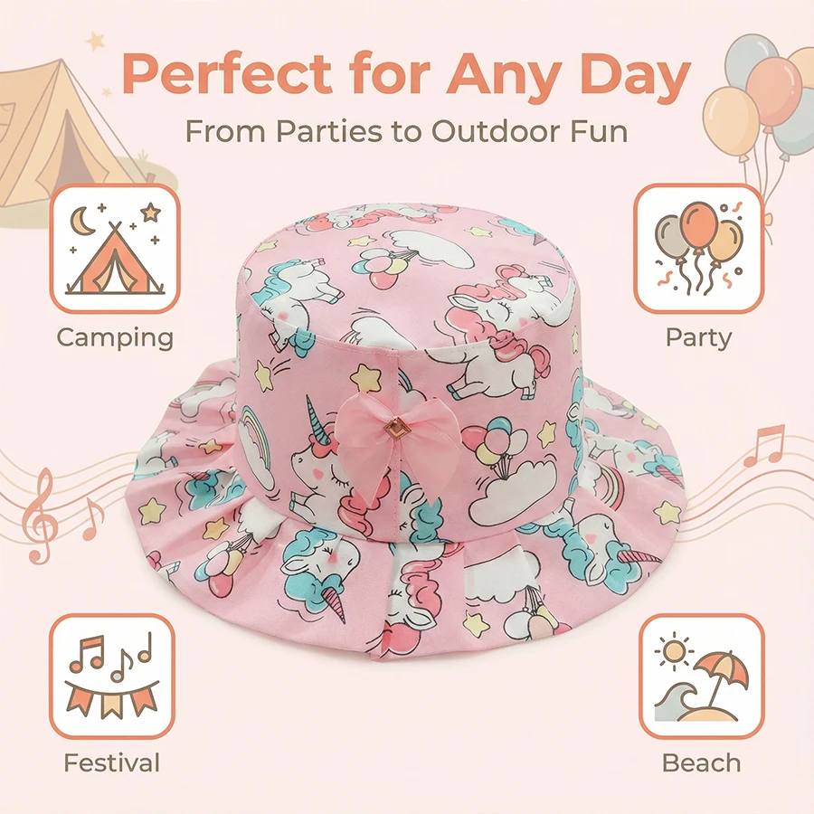 

Spring and Summer Animal Print Children's Hat - Fresh Little Flowers Baby Hat - Sun Protection Hat - Wide Brim Children's Hat