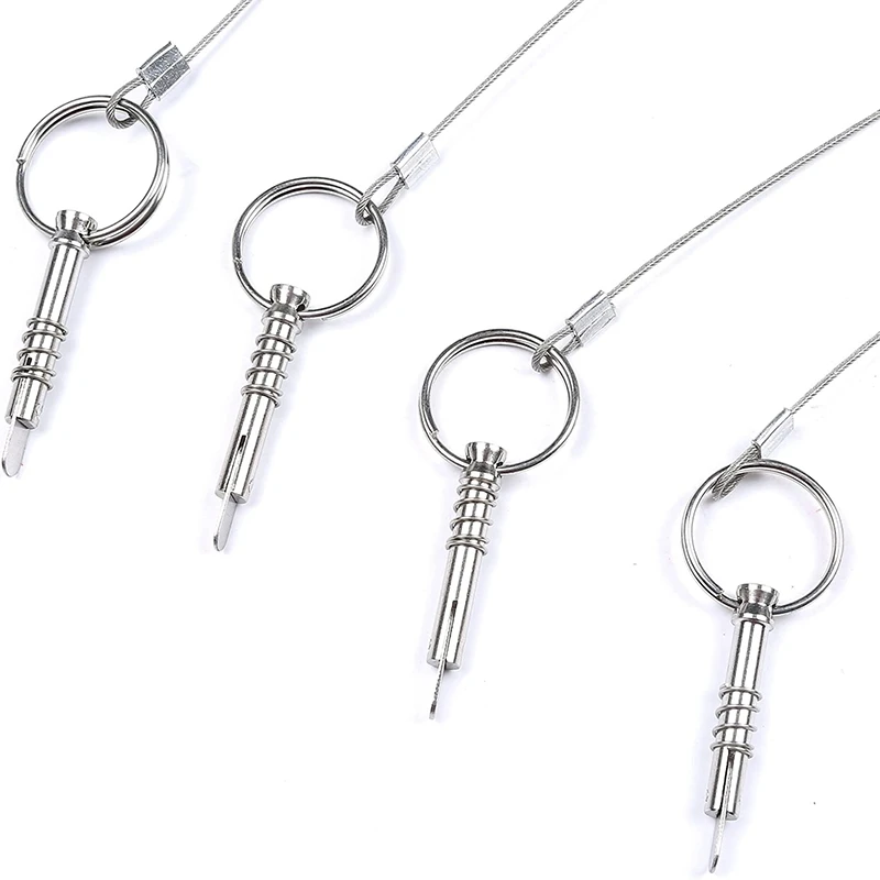 4 Pack Release Pin 1/4 Inch Diameter With Lanyard Prevents Loss, 316 Stainless Steel Bimini Top Pin, Marine Hardware