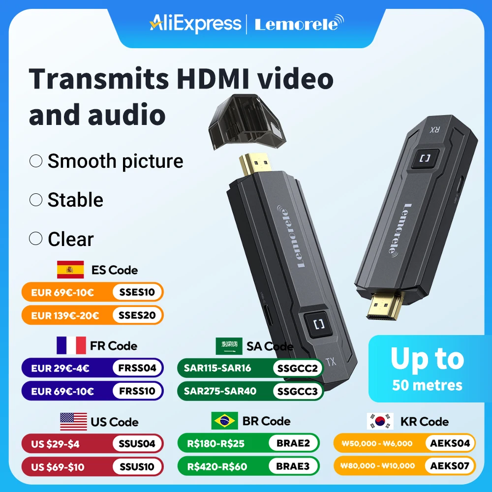 Wireless HDMI Transmitter Receiver, 1080P Display, Dongle Extender, AV Adapter for Laptop, TV, Projector, Monitor, Live Stream