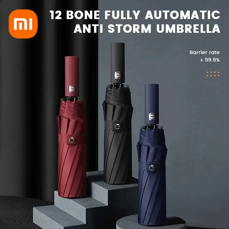 Xiaomi Mijia Fully Automatic Umbrella Black Glue Anti UV Rain Sun Folding Enlarge Reinforce Multicolor Windproof Large Size HOT