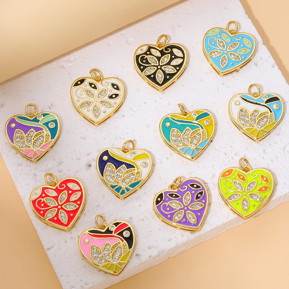 Juya Handmade 18K Real Gold Plated Multicolor Snowflake Sun Flower Cat Star Enamel Charms For DIY Handicraft Accessories Making