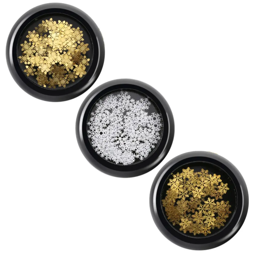 3 Boxes Nail Charms Snowflake Christmas Stickers Fingernail Mini Slices Snowflakes Craft