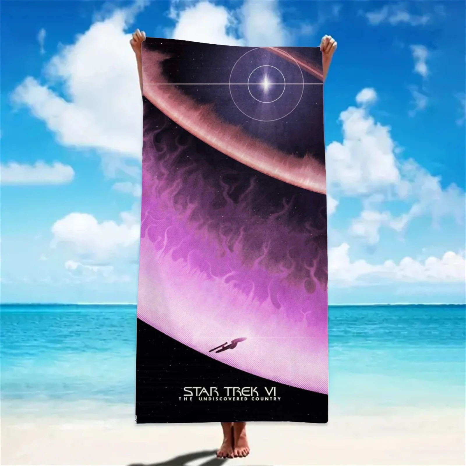 S-Trek Beach Towel USS Enterprise Print AOS, Microfiber Towel for Summer Seaside Vacation, Bath Towel Swimming Bath Yoga Seaside