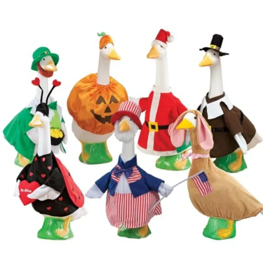 Gaggleville All Seasons Goose Outfit Bundle - Includes 7 Seasonal Outfits, Fits Large 23 H Statue