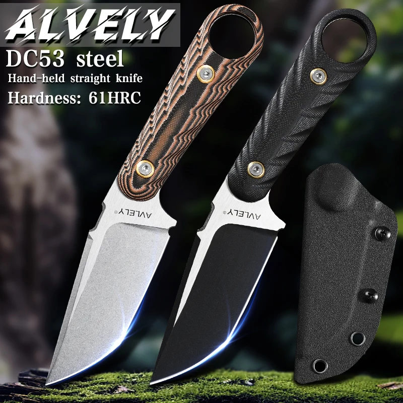 

Высококачественный нож с фиксированным клинком из стали DC53, охотничий нож для активного отдыха, портативный прямой нож, рукоять G10, комплект с кобурой K, нож для кемпинга EDC.