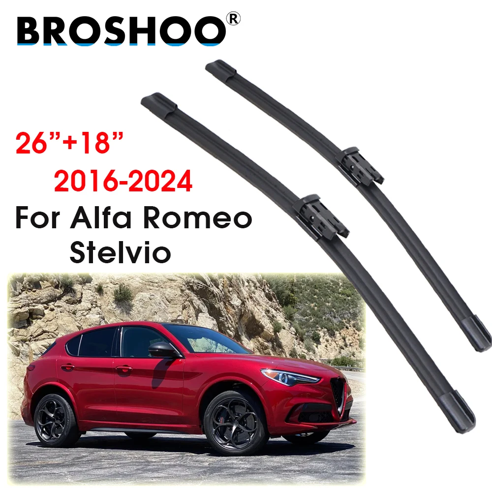 

Car Wiper Blade For Alfa Romeo Stelvio 26"+18" 2016-2024 Front Window Windscreen Windshield Wipers Blades Auto Accessories