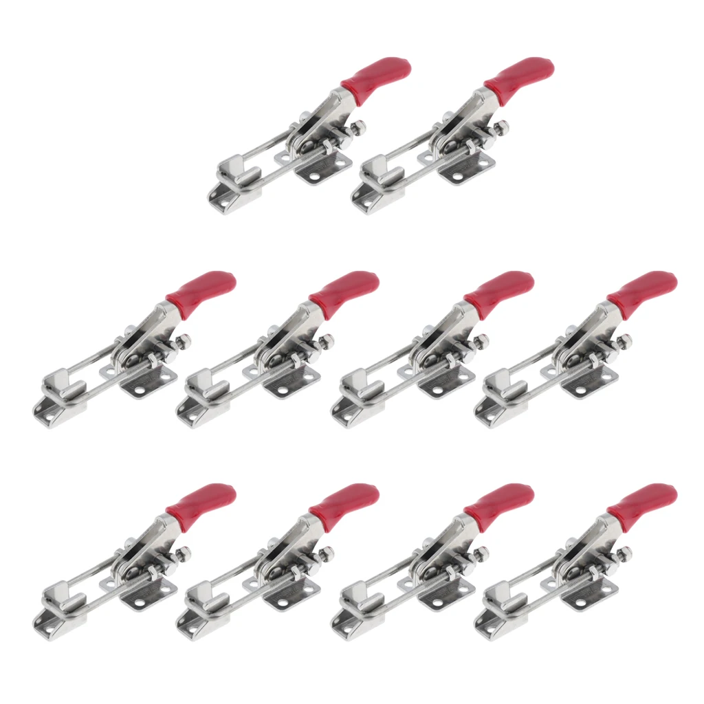 10 Piece Latch Clamps Lock Hasp Quick Release Toggle Clamp Set Stainless Steel for Workshop Use