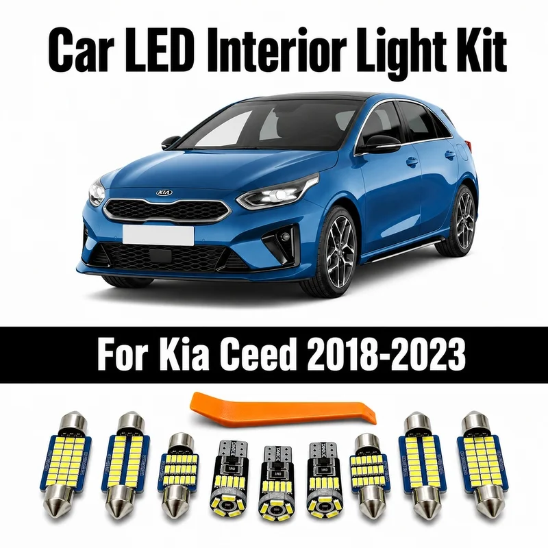12Pcs LED Bulb Interior Light For Kia Ceed 3 MK3 CD 2018 2019 2020 2021 2022 2023 Dome Map Sun Visor Plate Trunk Lamp