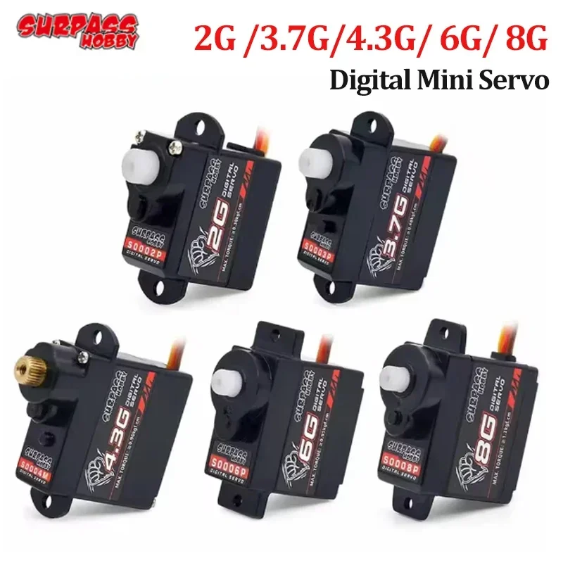 SURPASS HOBBY 2g 3.7g 4.3g 6g 8g Micro Mini Servo numérique en métal et engrenage en plastique pour Drone Rc avion Robot de voiture à voilure fixe