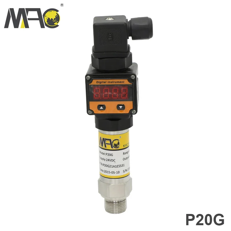 Macsensor P20G Stainless Steel IP65 LCD Display Analog 4-20mA Digital Pressure Transmitter with 0.5%F.S Accuracy