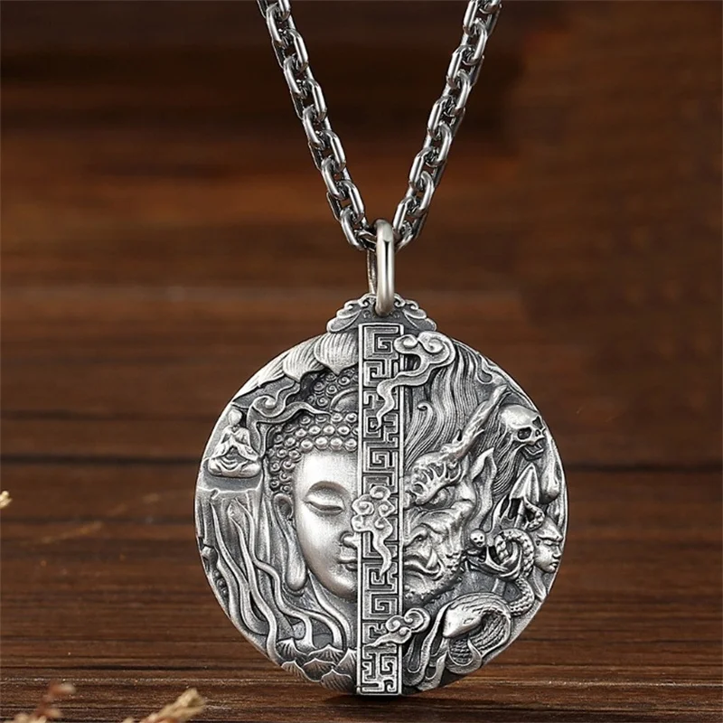 

Этнический стиль, демоны, Buddhas Oneness, кулон для мужчин, ювелирные изделия, винтажное рельефное ожерелье-амулет, мужское колье, аксессуары