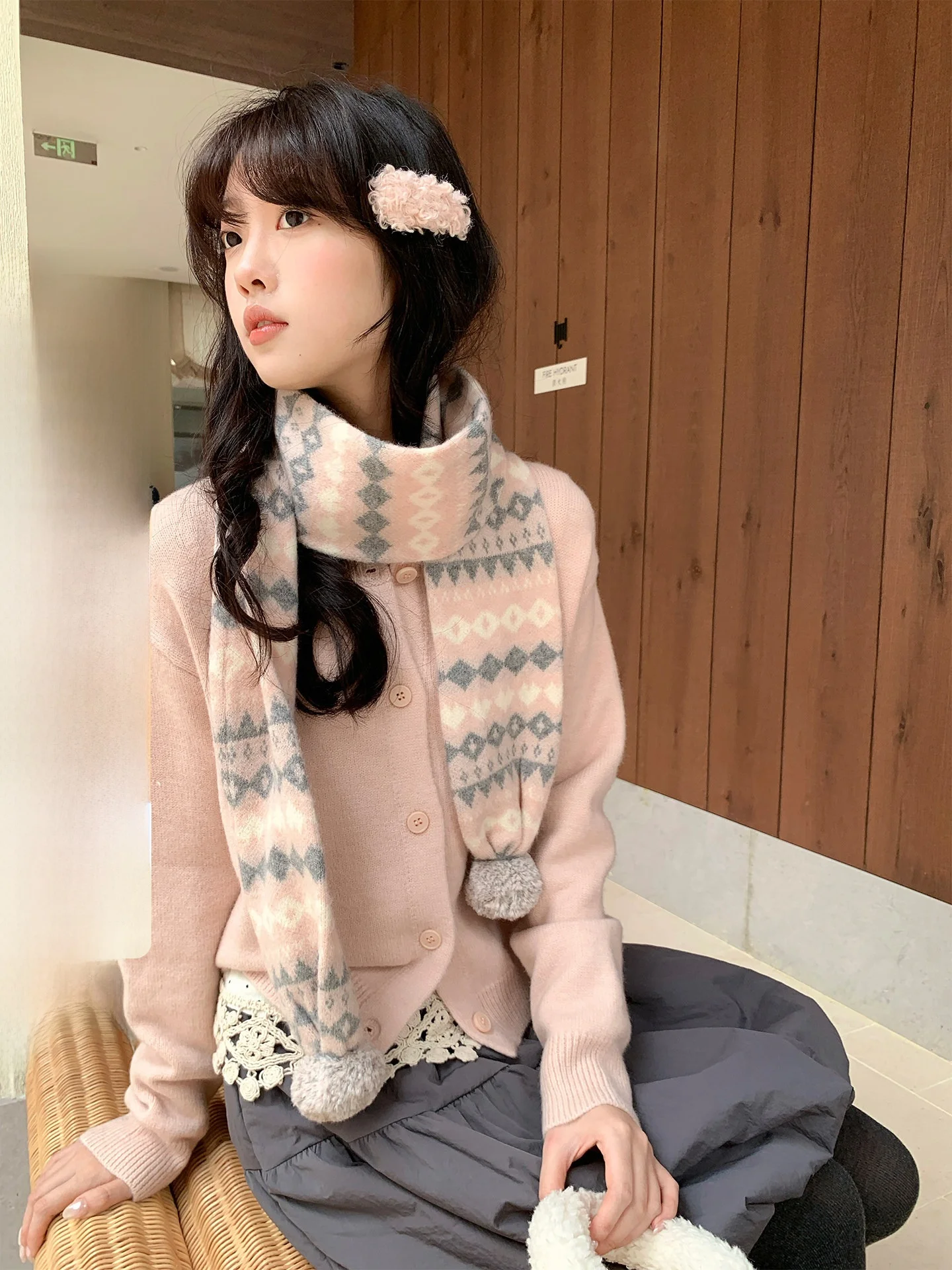 

Женский вязаный свитер Holli Korean Sle Soft Cozy с шарфом, теплый зимний модный свитер для повседневной носки, с длинными рукавами и круглым вырезом